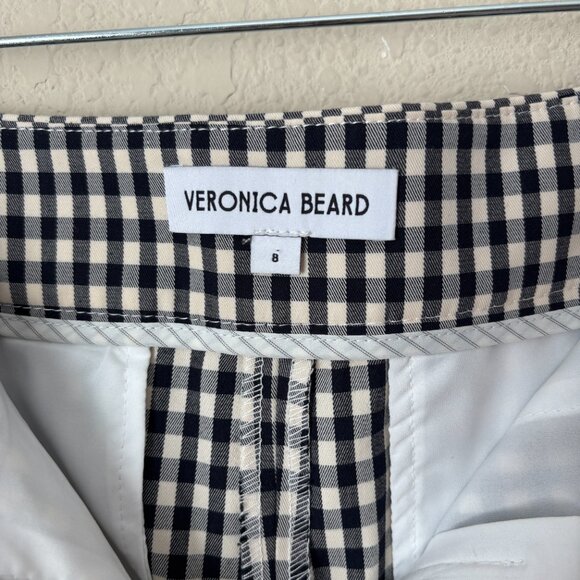 Veronica Beard Tani Gingham High Rise Kick Flare Trouser Pant - Picture 3 of 12